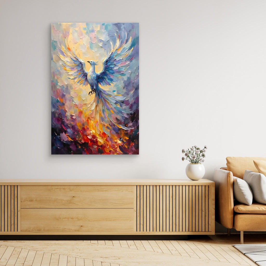 Phoenix In Flight Vibrant Majestic Minimalist Oil Style Decor