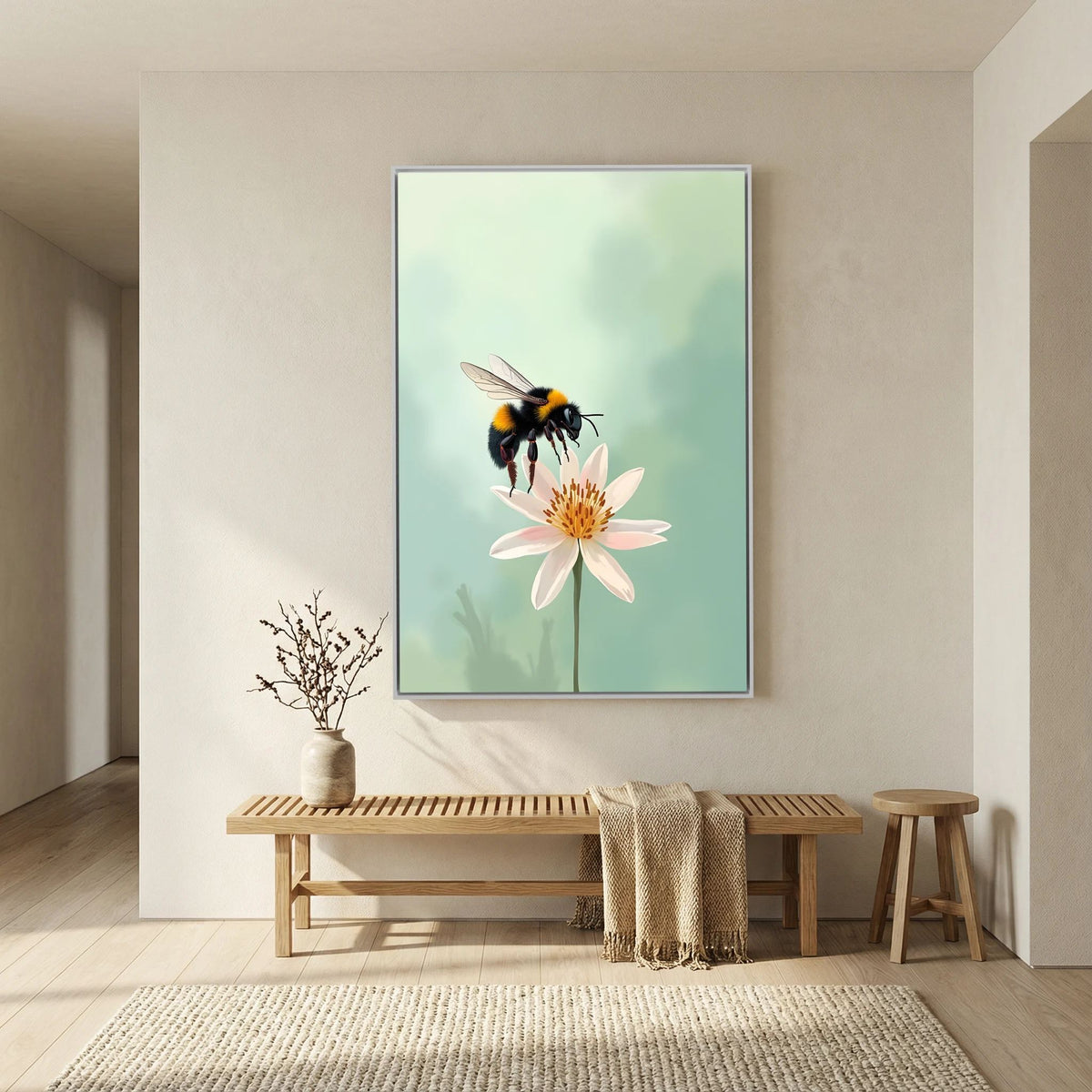 Delicate Bumble Bee Wall Art Minimalist Decor