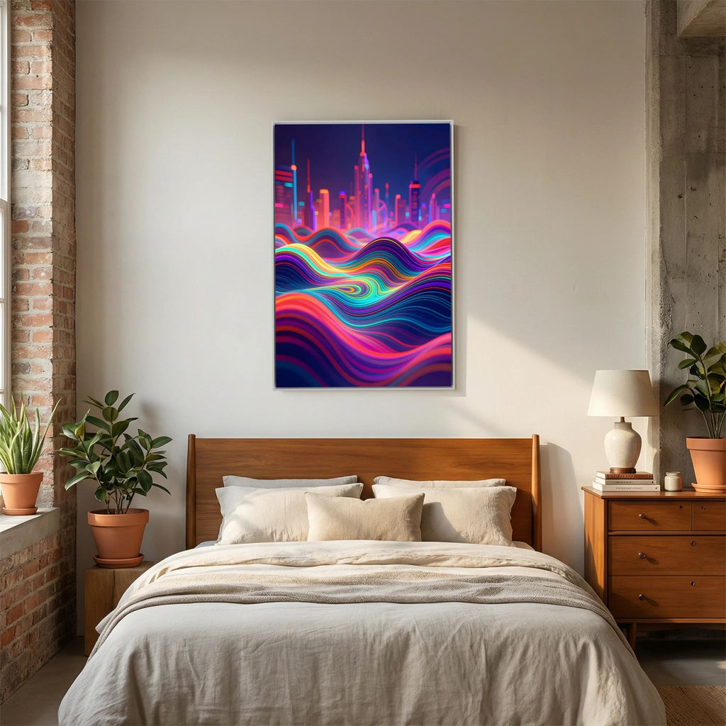 Neon City Vibes Canvas Wall Art