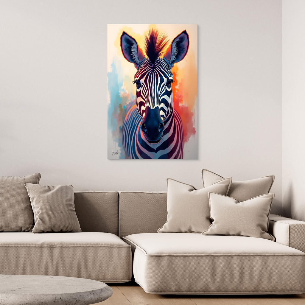 Warm Safari Zebra Colourful Minimalist Canvas
