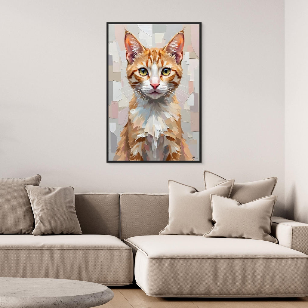 Cute Kitten Abstract Oil Style Minimalist Canvas Kids Room