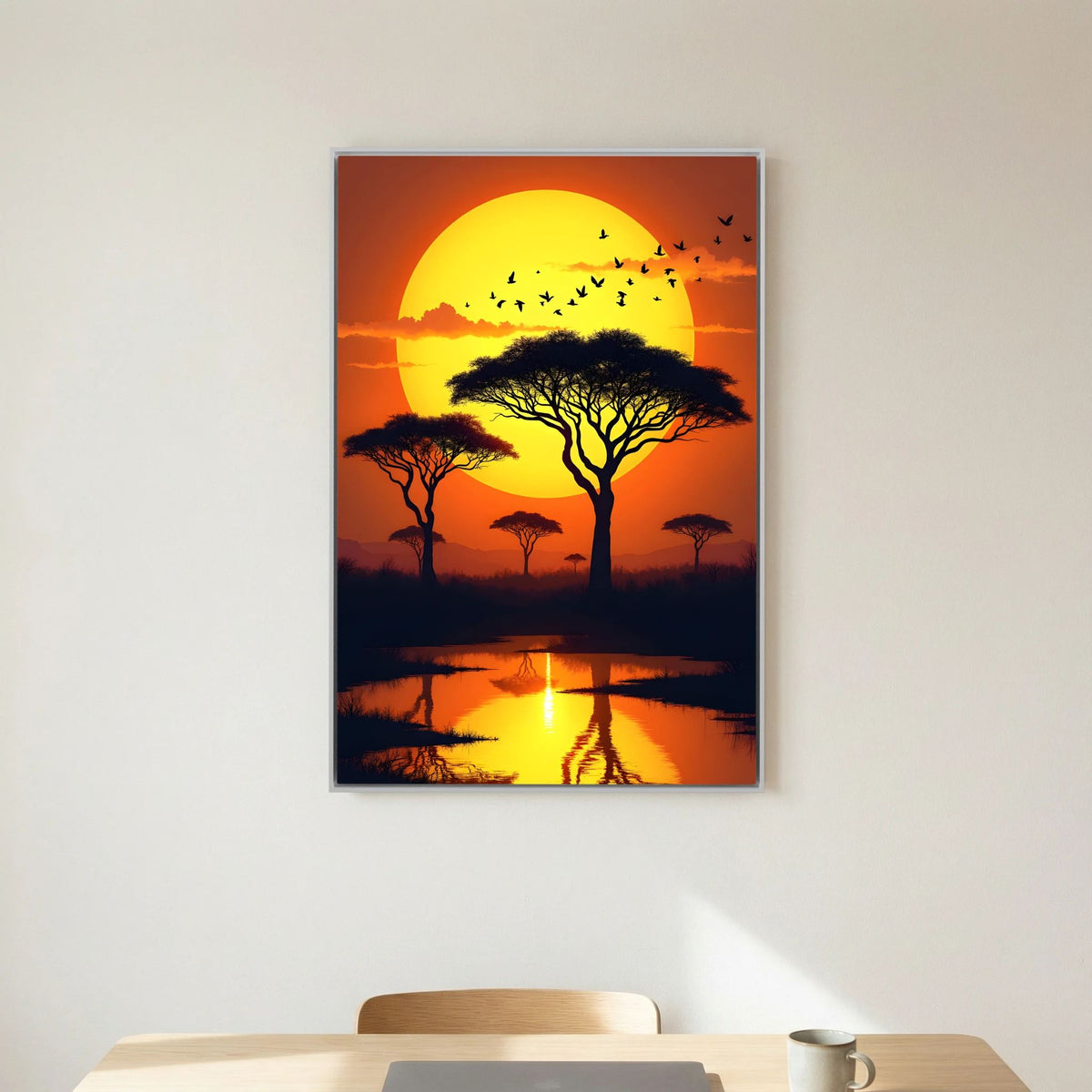 Sunset On The African Planes Acacia Trees Canvas Print