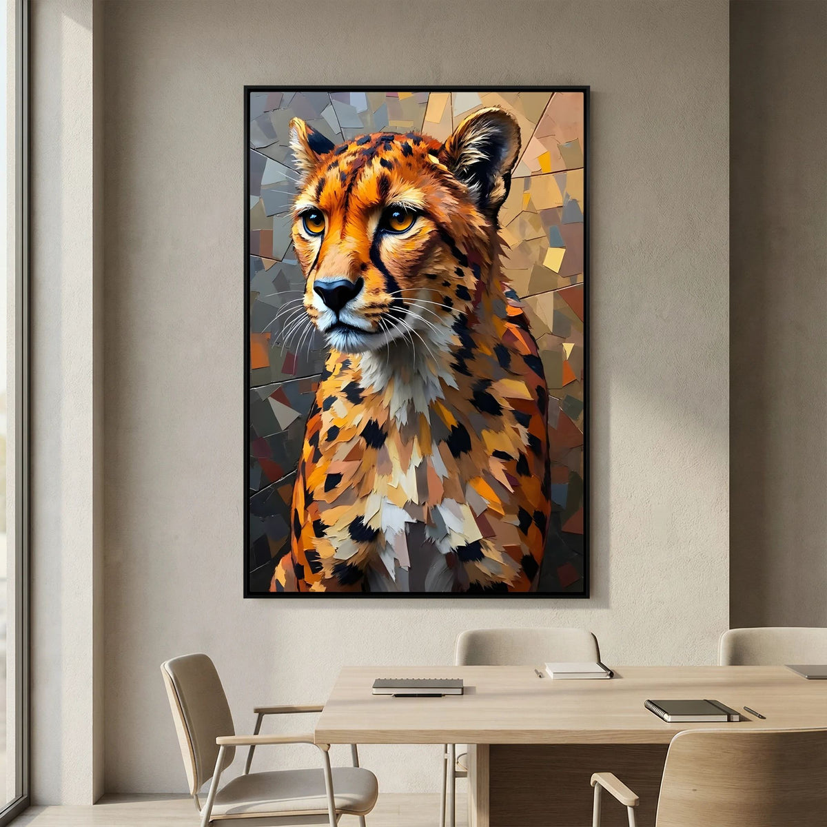 Oil Style Abstract Cheetah Statement Minimalist Wall Canvas