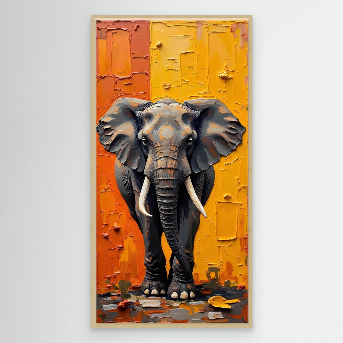 Abstract Oil Style Print of Lone Elephant