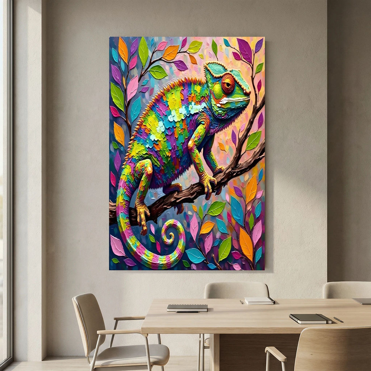 Vibrant Multi-colour Chameleon Bold Abstract Oli Style Wall Canvas