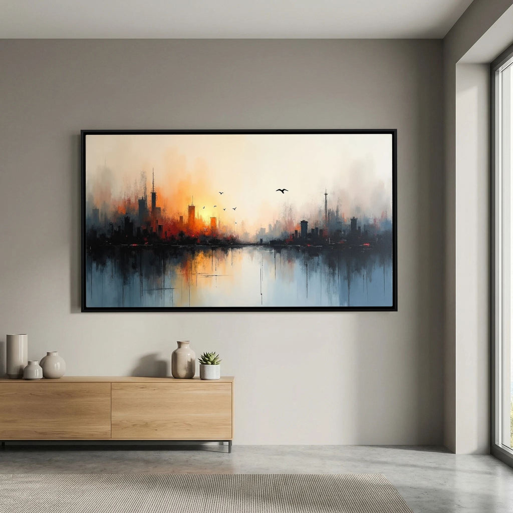 Cityscape At sunset Canvas Wall Art 