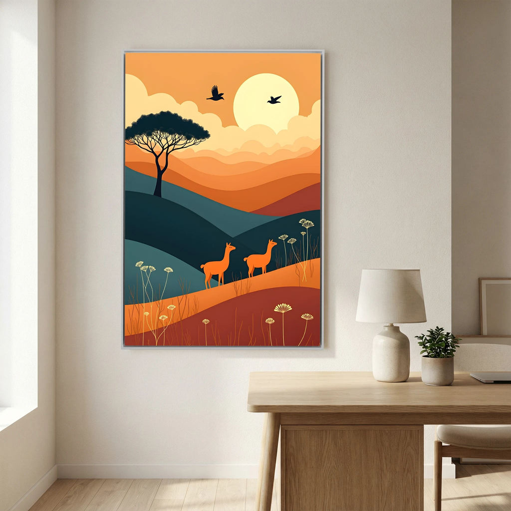Duo Of Alpaca Abstract Wall Canvas