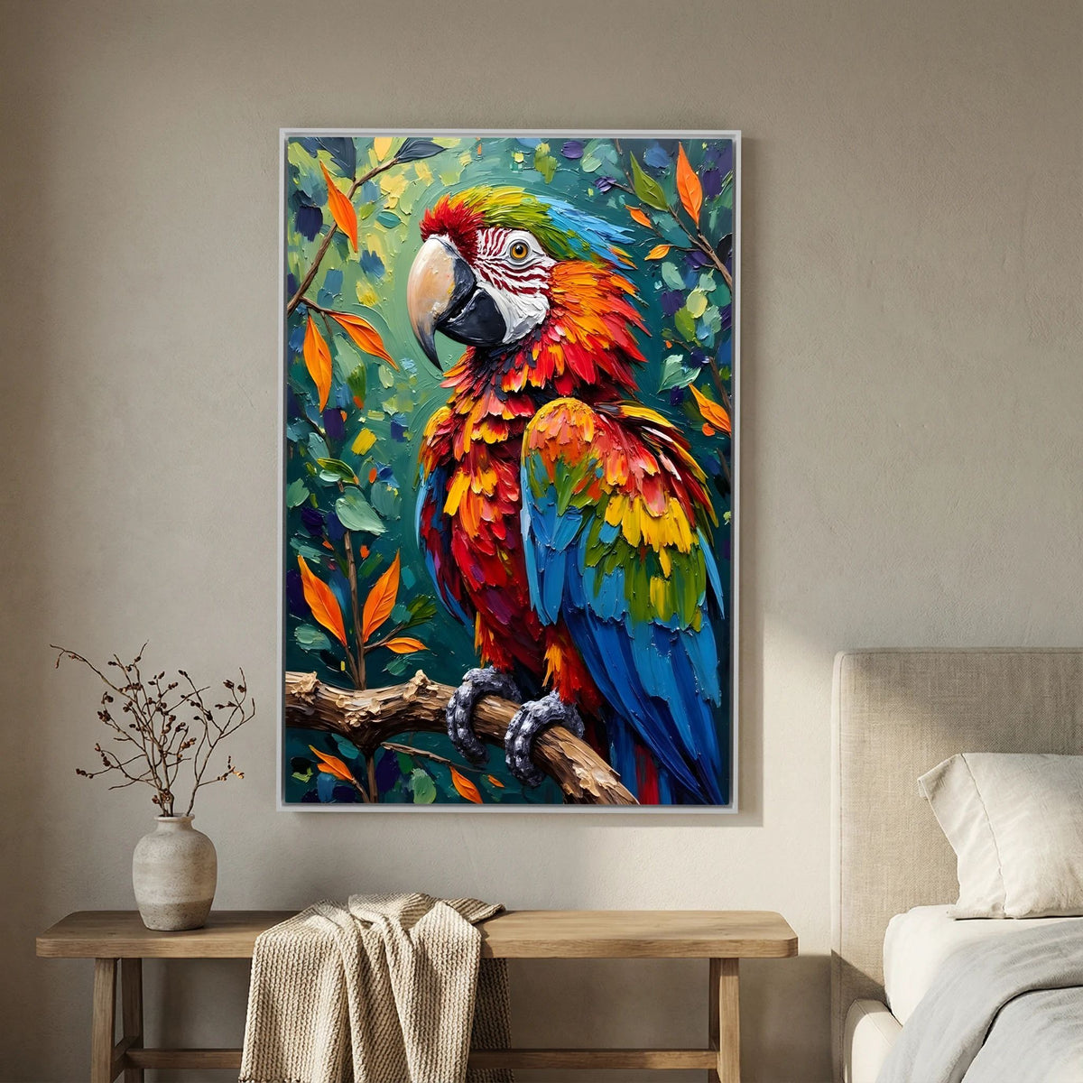 A Vibrant Macaw Stand Out In Any Room Minimalist Wall Canvas