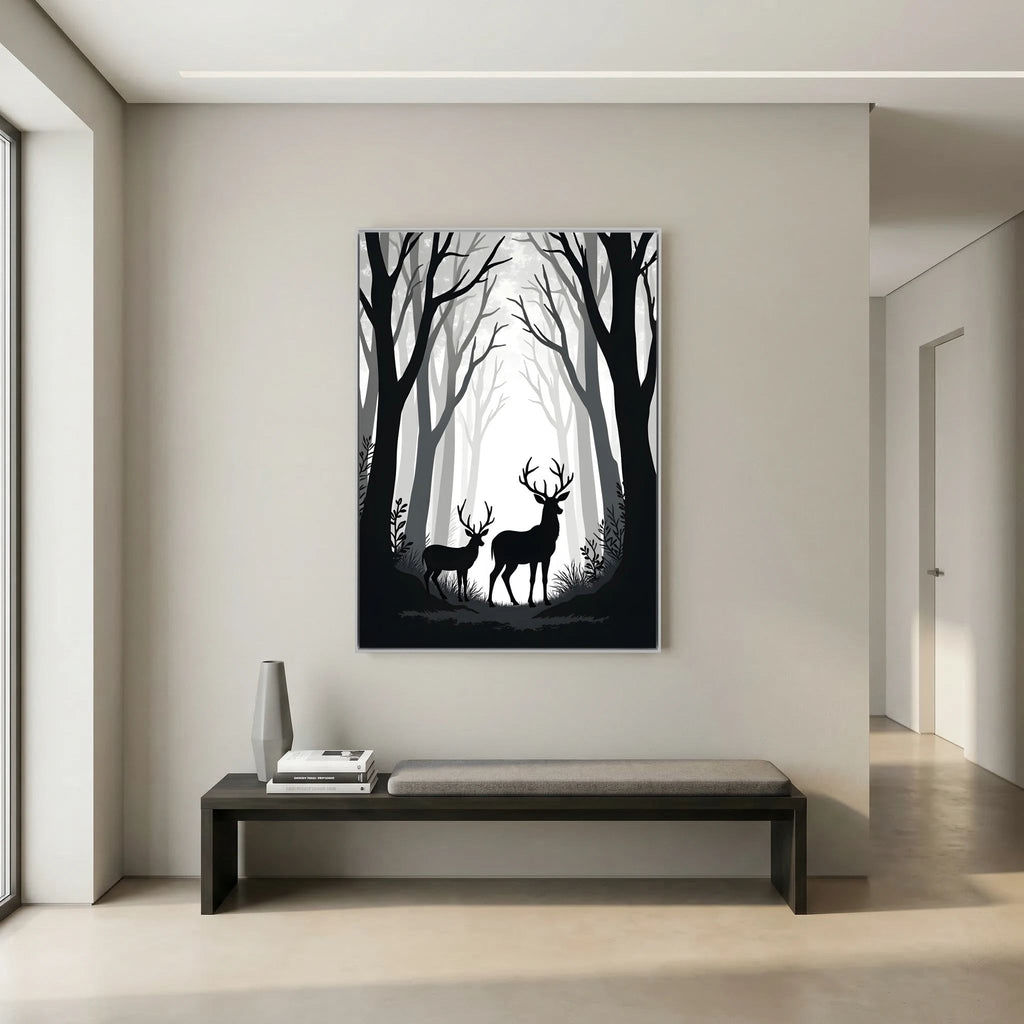 Black & White Forest Deer