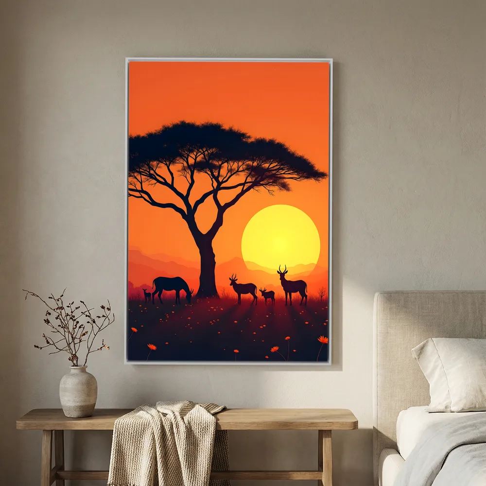 Sunset Abstract Of African Planes Wall Canvas