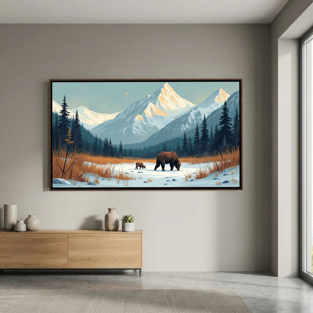 Bears In The Wilderness Wall Canvas