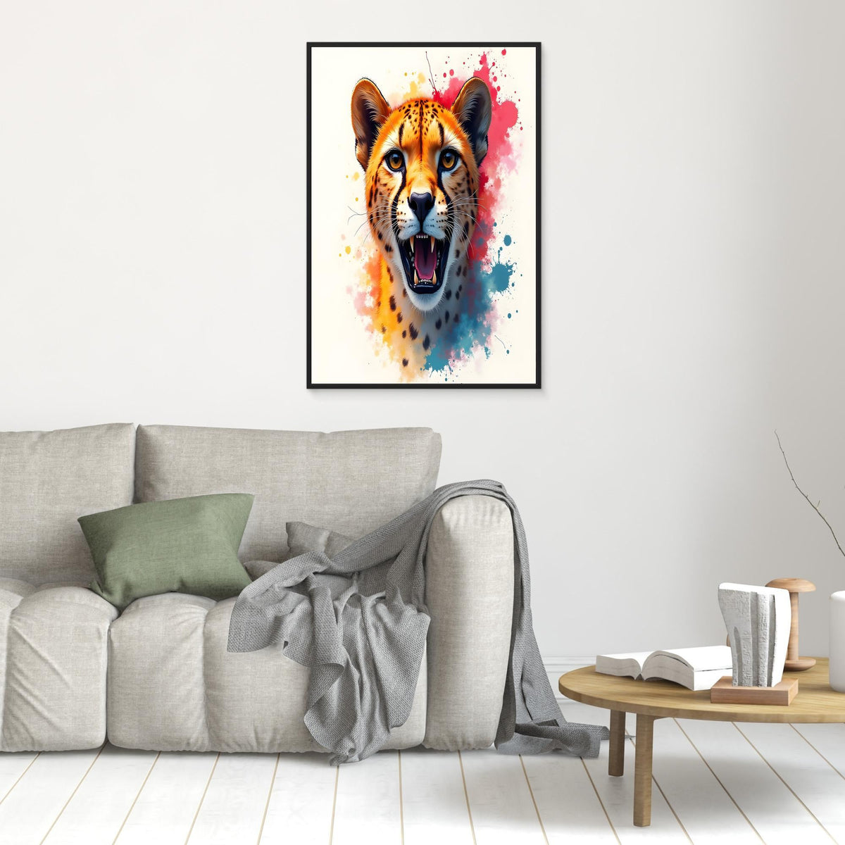 Abstract Cheetah Minimalist Ink Style Canvas