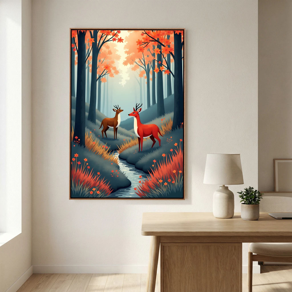 Forest Scene Abstract Deer