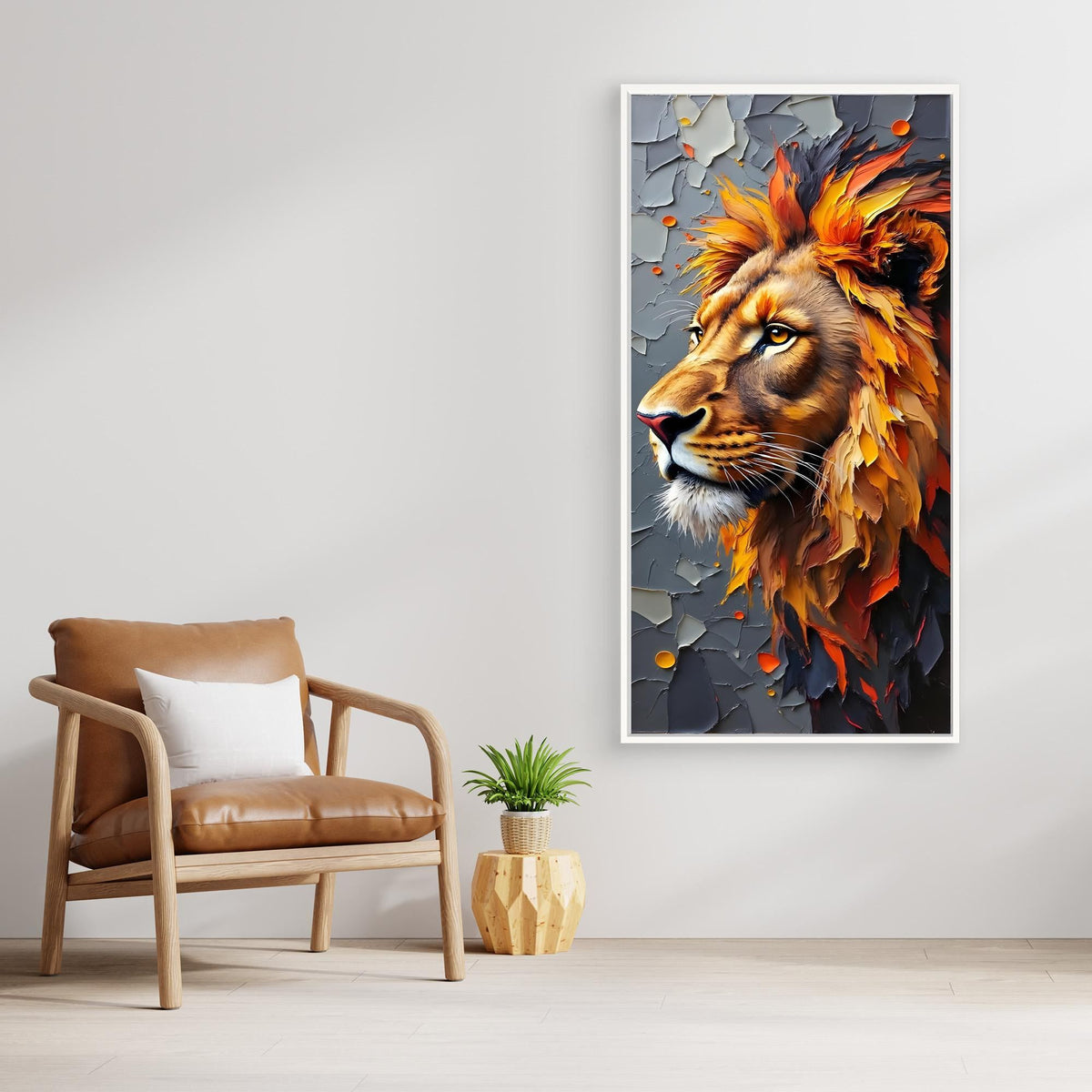 Abstract Male Lion Oil Painting Style