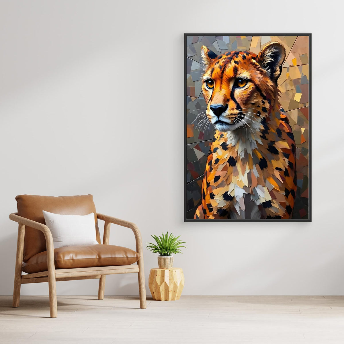 Oil Style Abstract Cheetah Statement Minimalist Wall Canvas