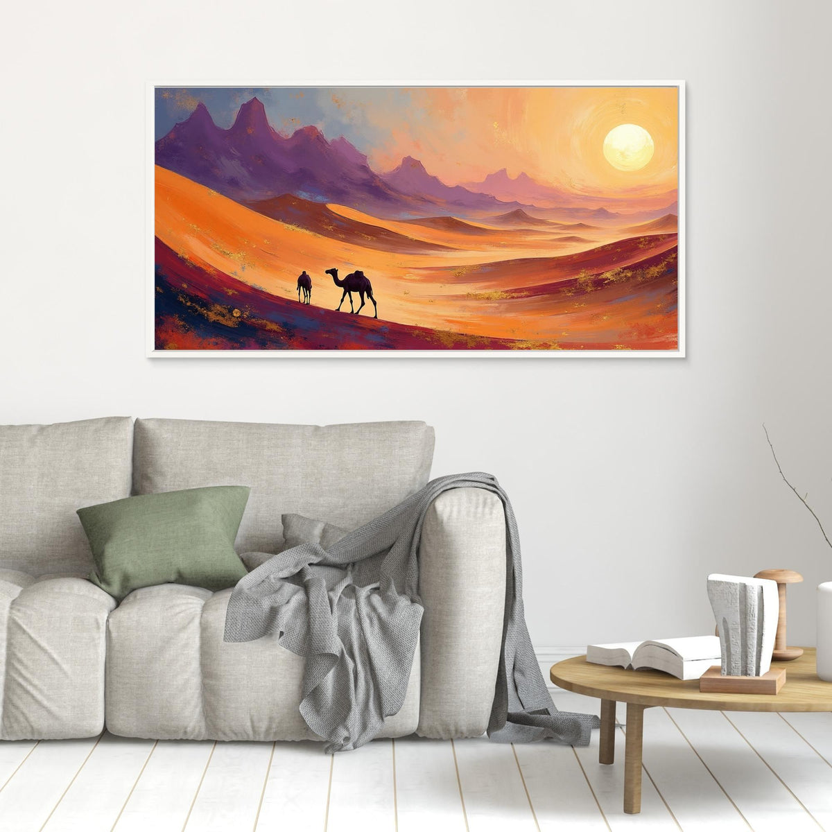 Camels In The Dessert Abstract Wall Canvas Ready To Hang
