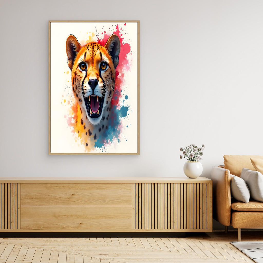 Abstract Cheetah Minimalist Ink Style Canvas
