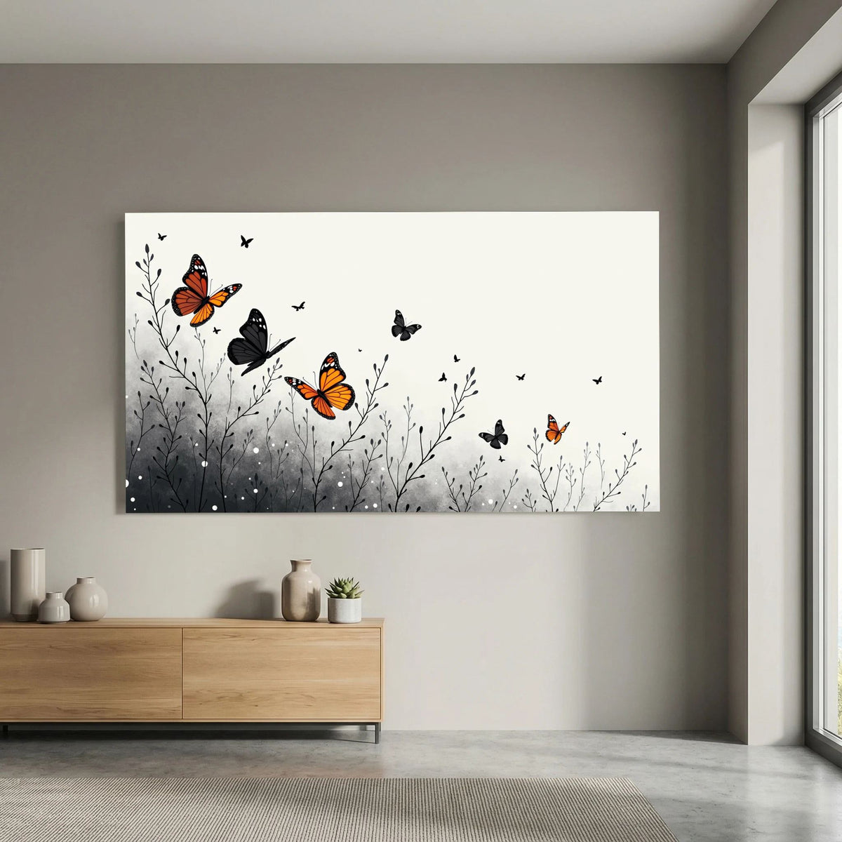 Butterfly In Flight Wall Canvas Art