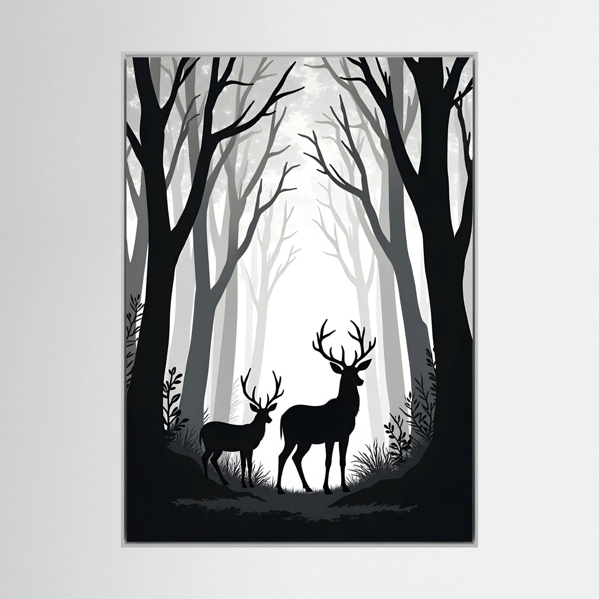 Black & White Forest Deer
