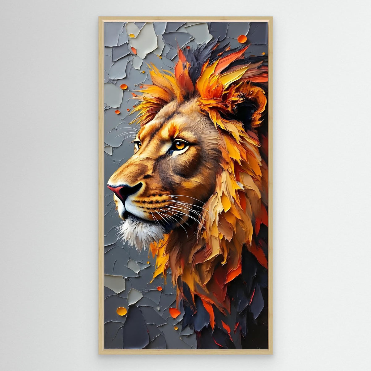 Abstract Male Lion Oil Painting Style