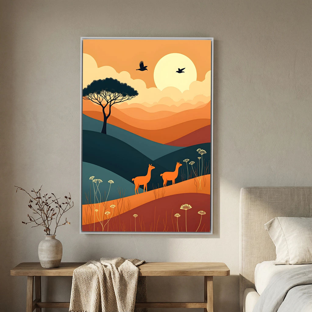 Duo Of Alpaca Abstract Wall Canvas