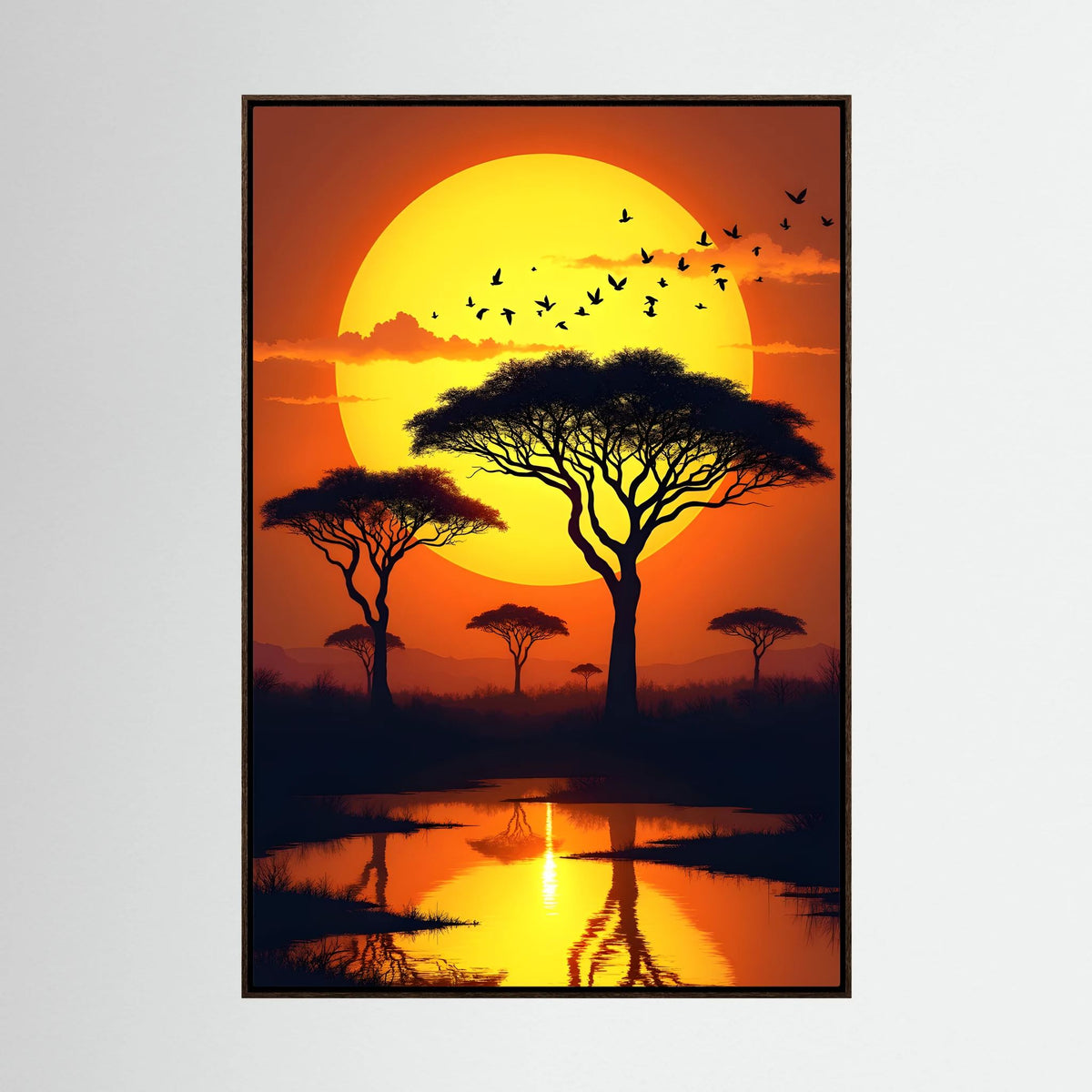 Sunset On The African Planes Acacia Trees Canvas Print