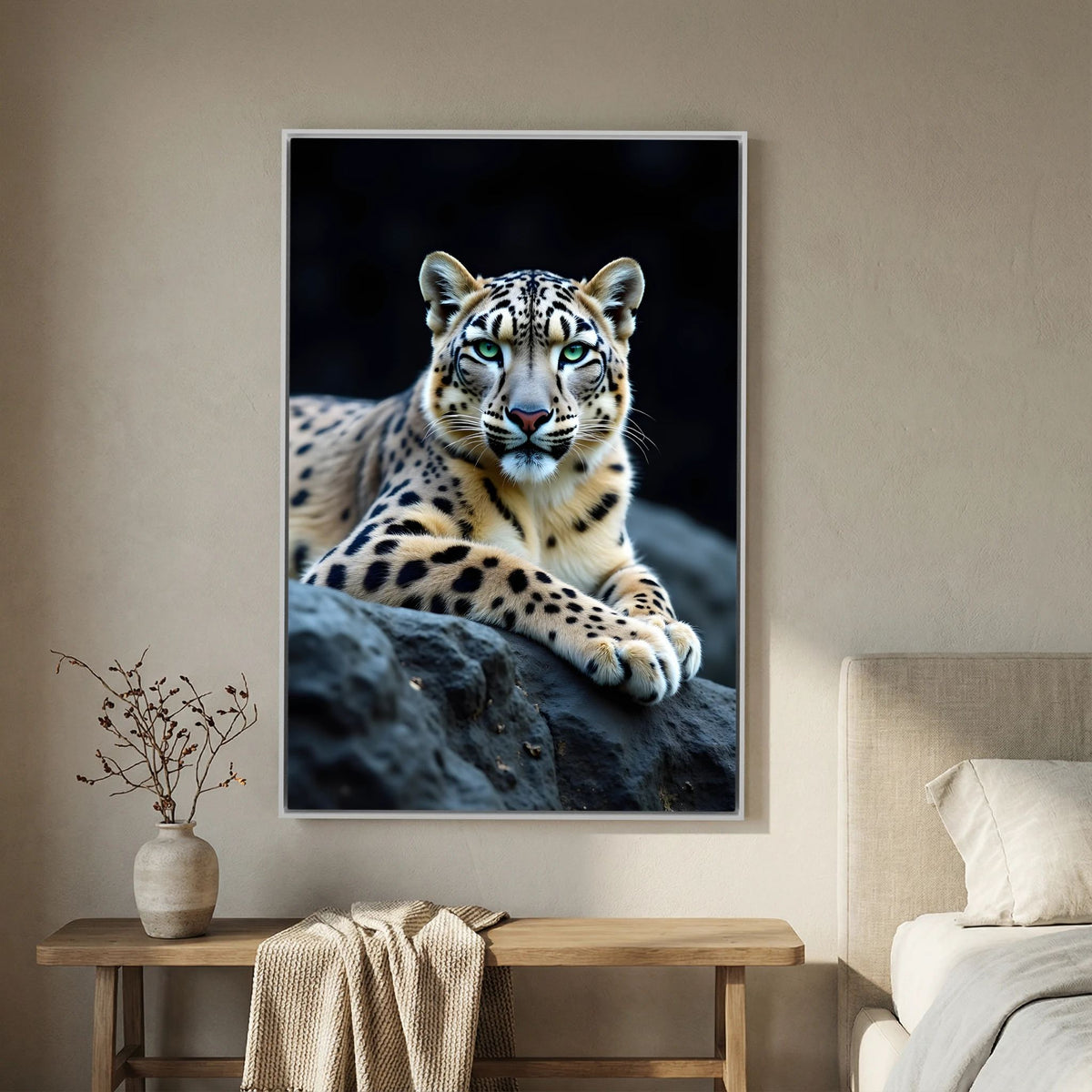 Snow Leopard Minimalist Big Cat Canvas