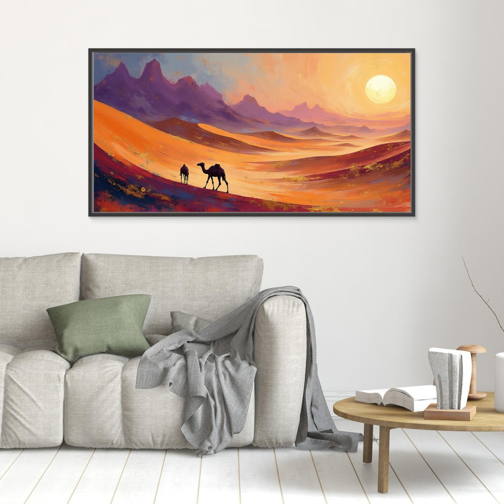 Camels In The Dessert Abstract Wall Canvas Ready To Hang
