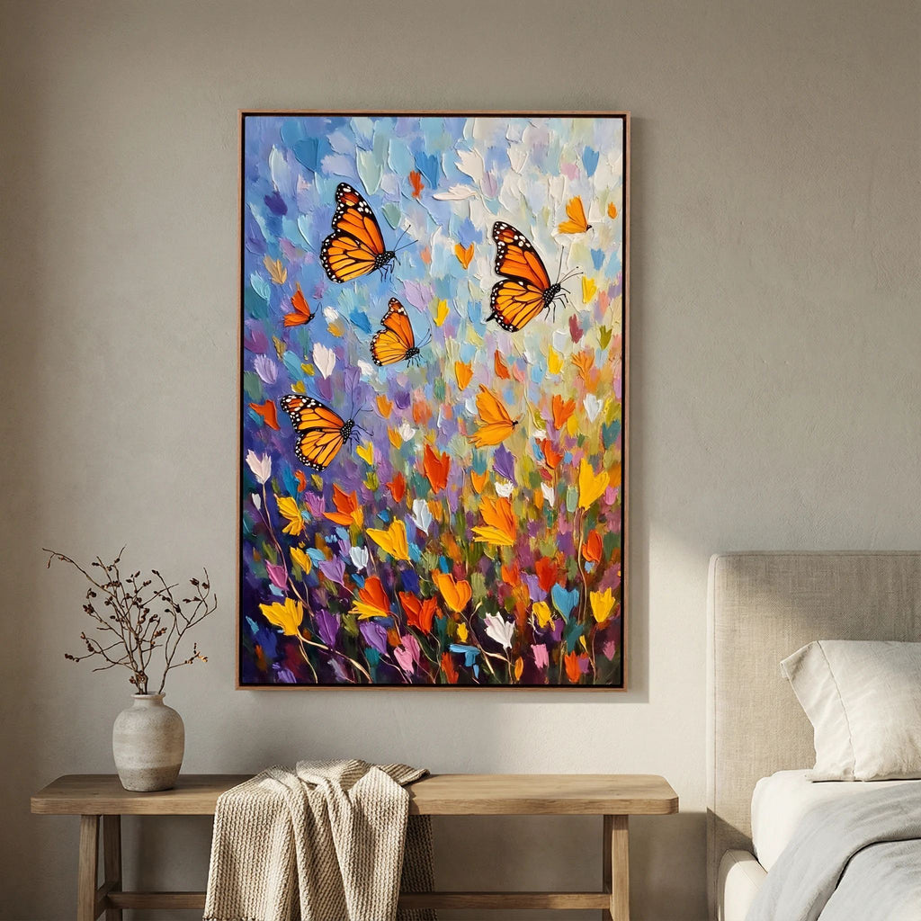 Monarch Butterfly Abstract Wall Canvas Oil Style