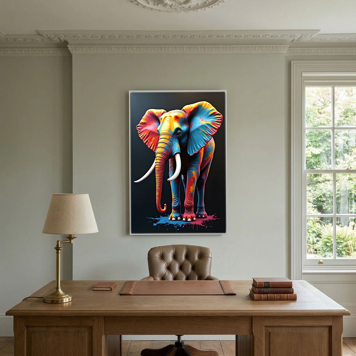 Abstract Elephant Canvas Wall Art, Modern Safari Print, Warm Toned Statement Decor, Poly-Cotton Framed Wildlife Art, Gift