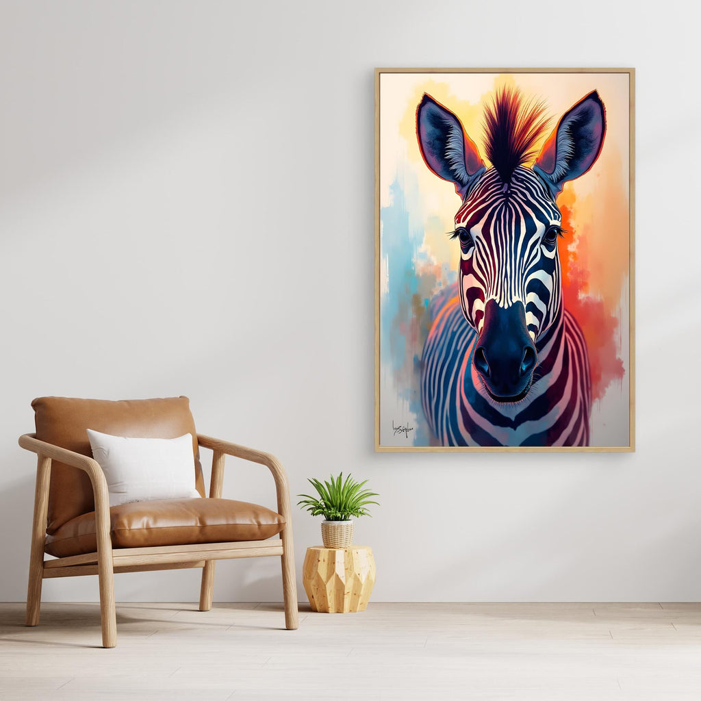 Warm Safari Zebra Colourful Minimalist Canvas
