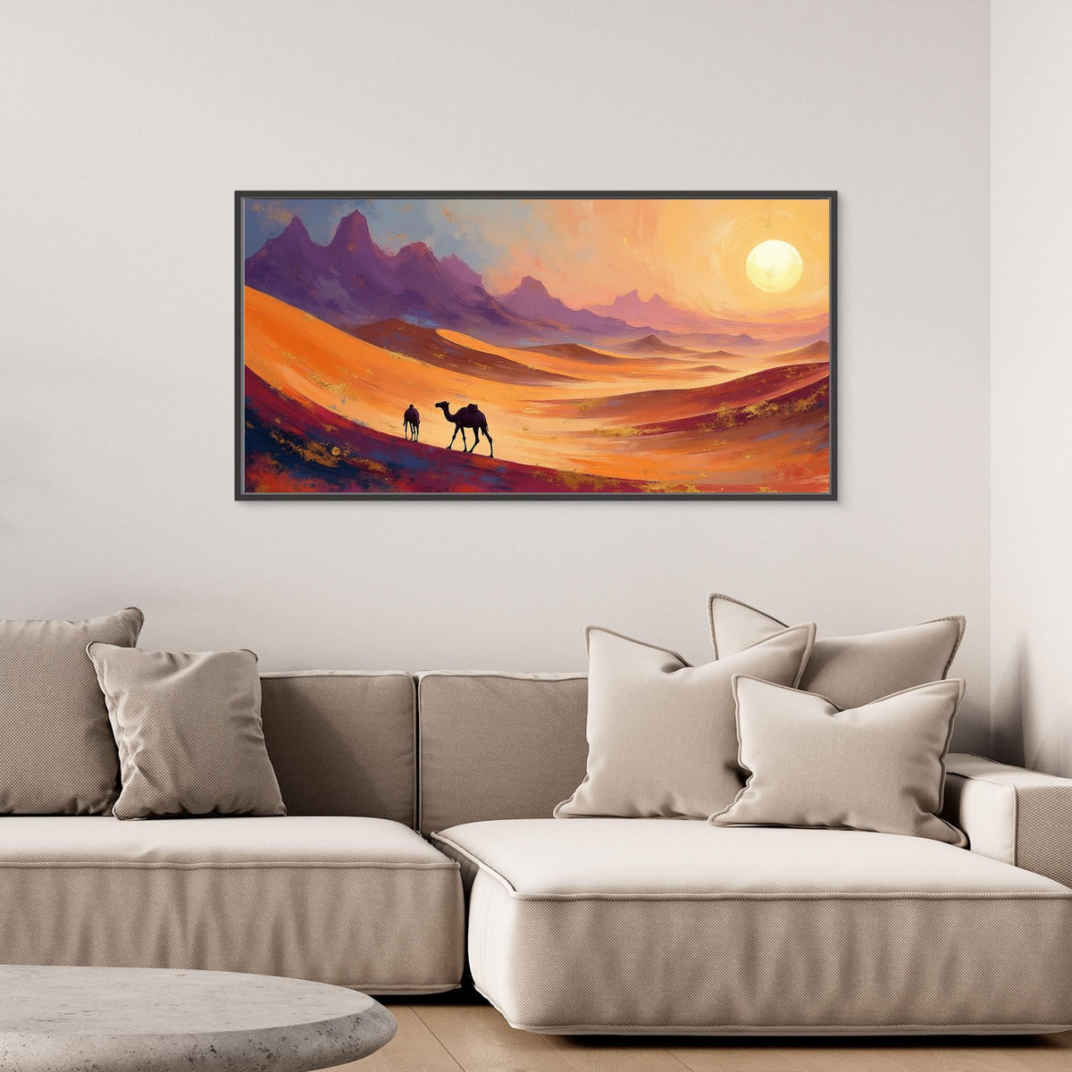 Camels In The Dessert Abstract Wall Canvas Ready To Hang