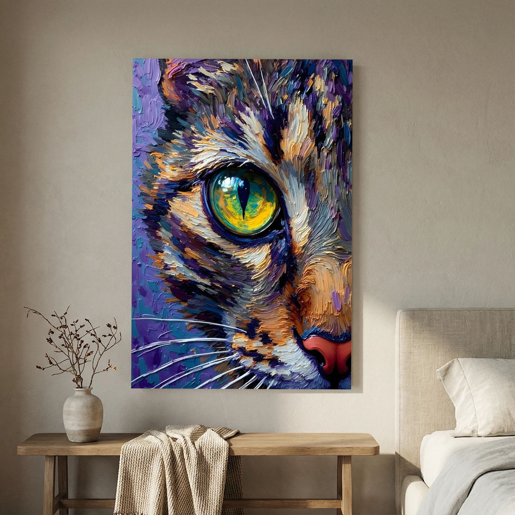 Abstract Domestic Cat Oil Style Canvas Minimalist Wall Decor