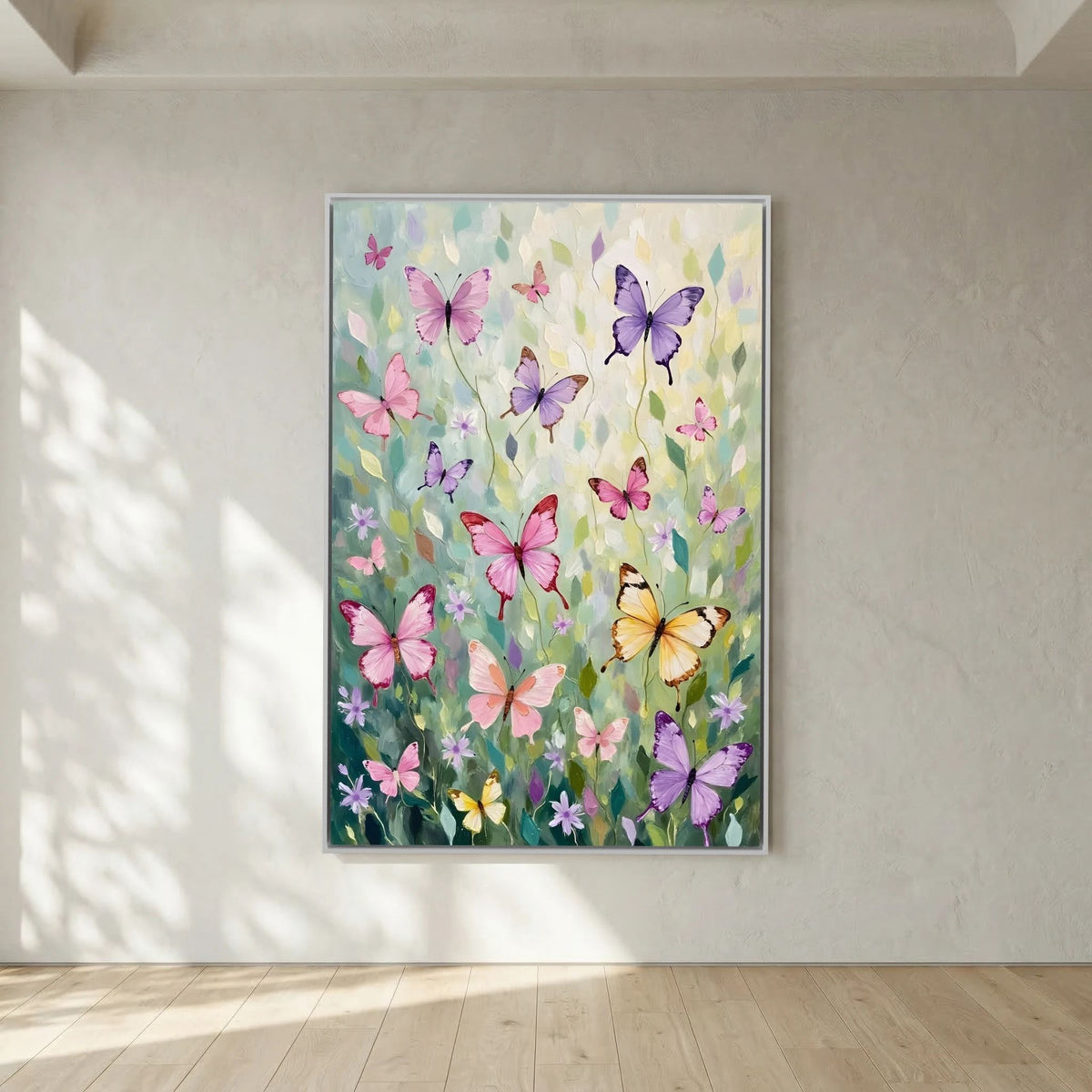 Butterfly Wall Art Pastel Colours Minimalist Abstract Canvas