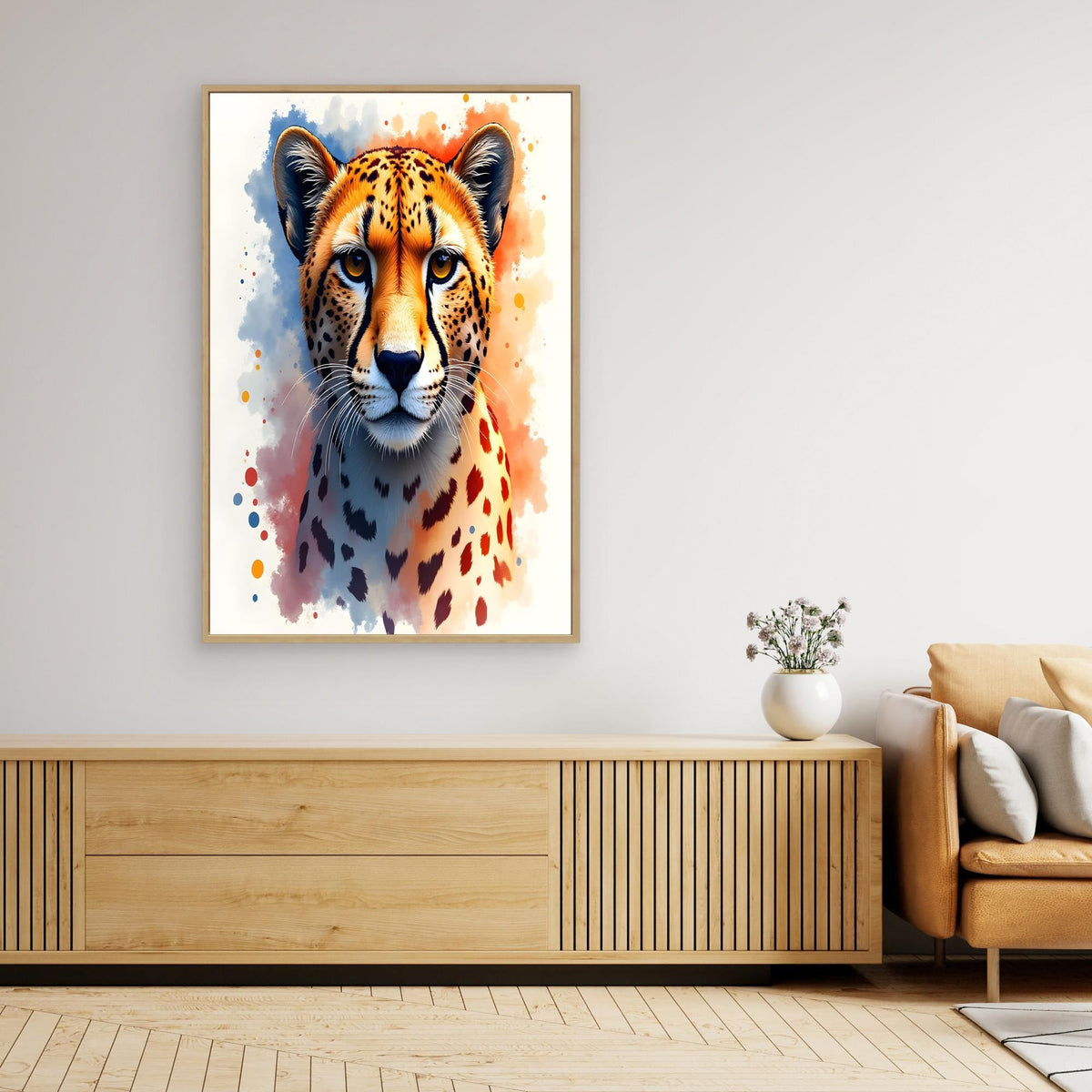 Abstract Cheetah Minimalist Ink Style 