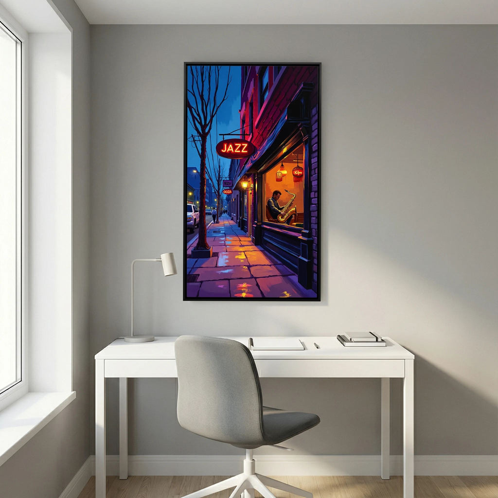 Jazz Bar Street Scene Canvas Wall Art
