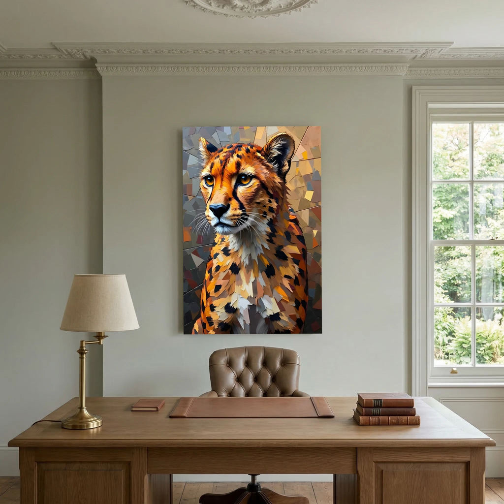 Oil Style Abstract Cheetah Statement Minimalist Wall Canvas