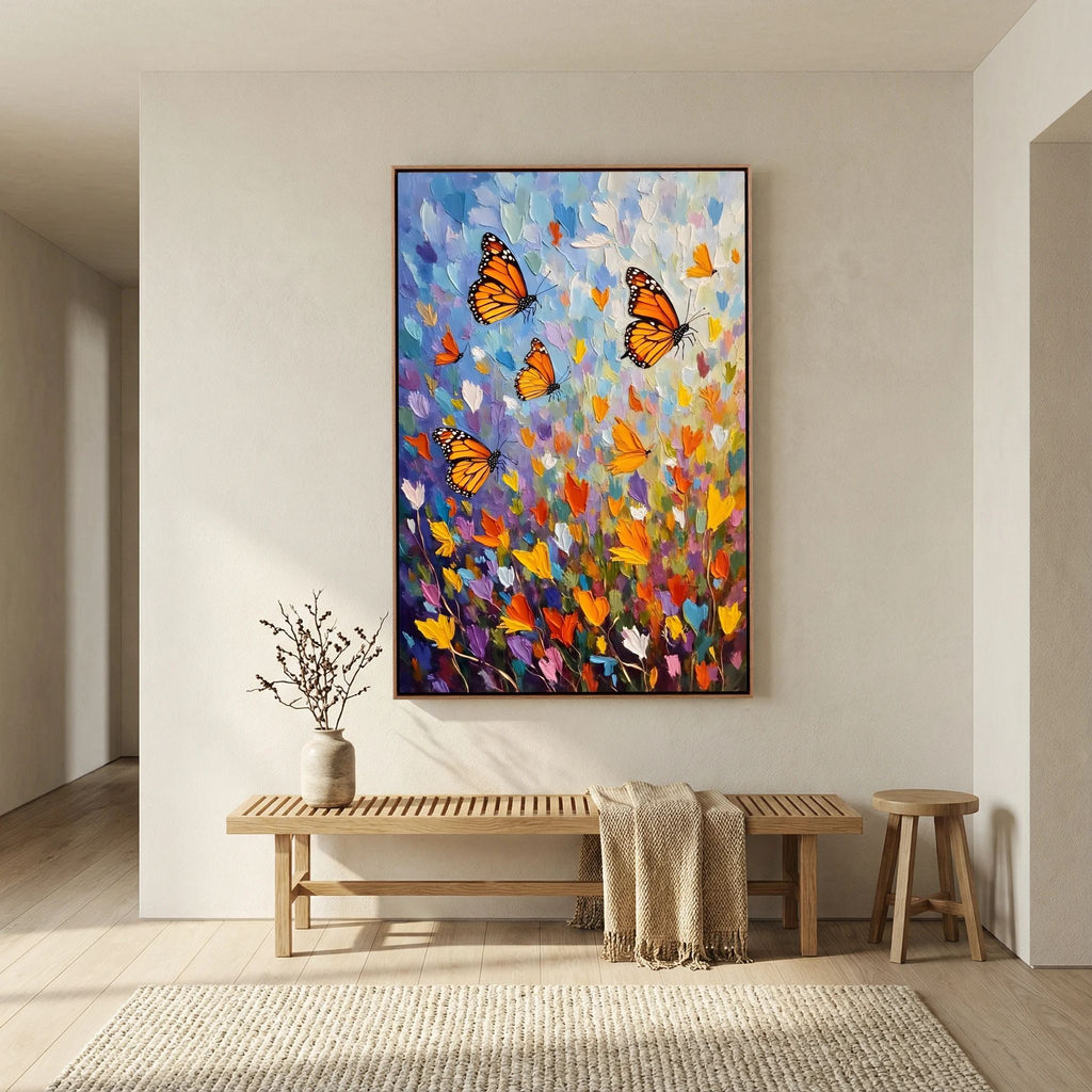 Monarch Butterfly Abstract Wall Canvas Oil Style