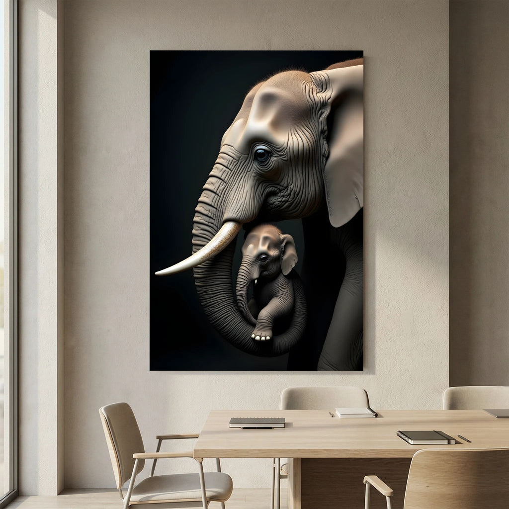 Abstract Elephant Canvas Wall Art, Modern Safari Nursery Print, Warm Toned Statement Decor, Poly-Cotton Framed Wildlife Art, Gift