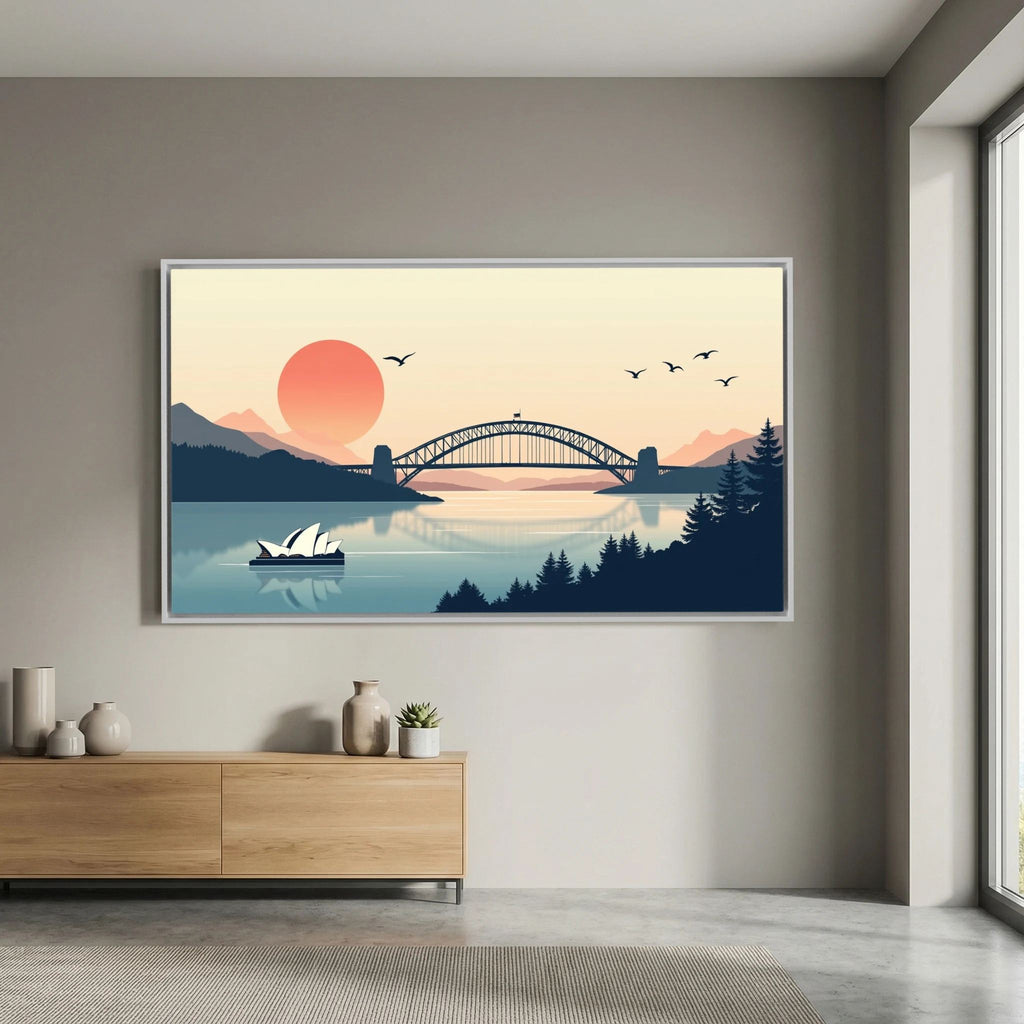 Abstract Sydney Harbour Boat At Sunset