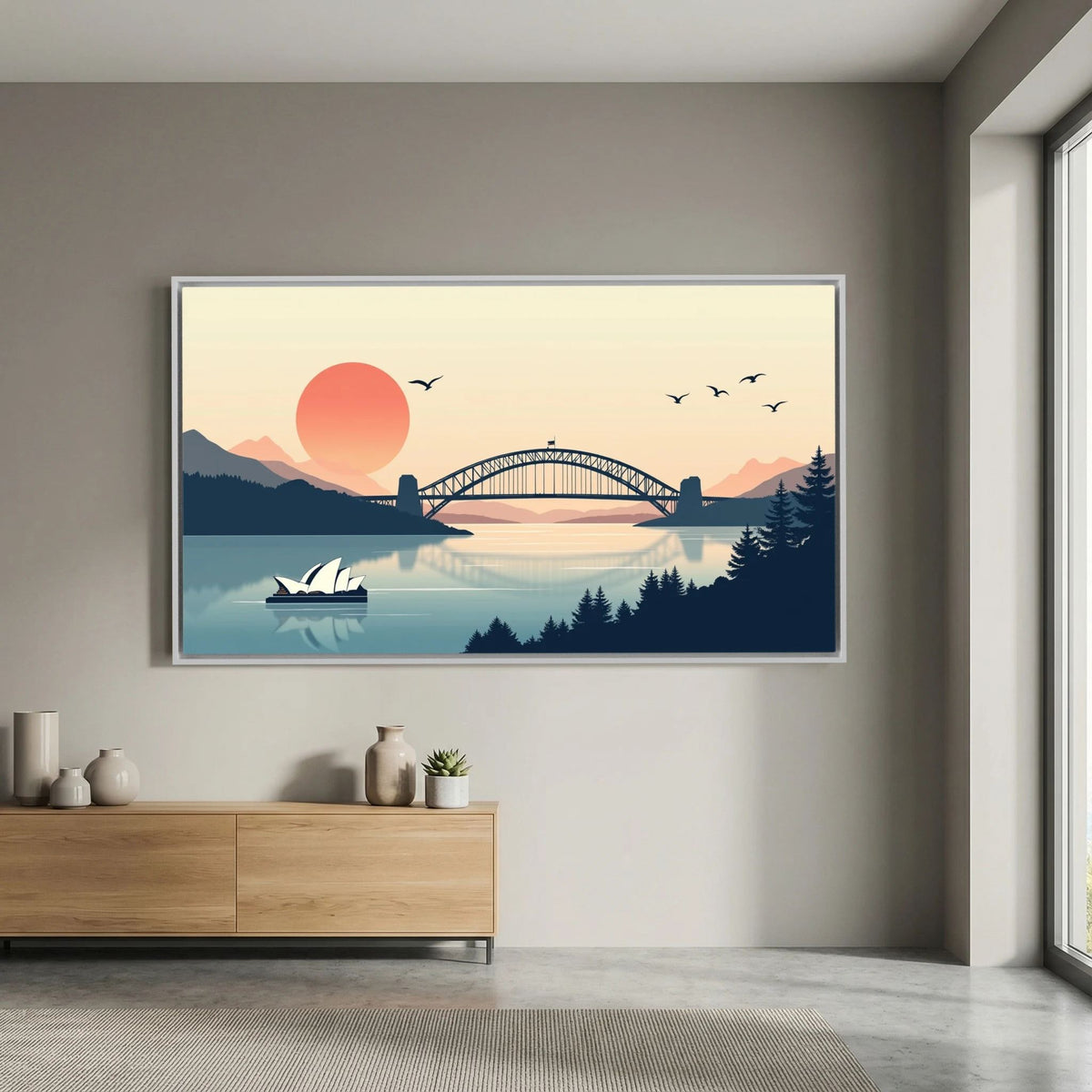 Abstract Sydney Harbour Boat At Sunset