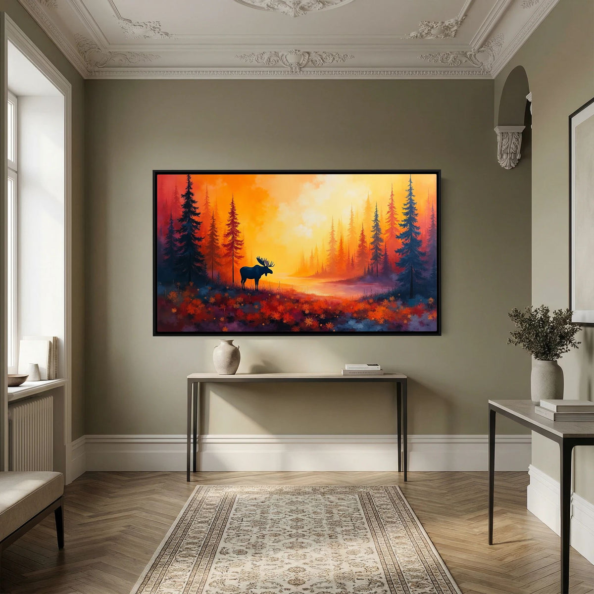 Moose At Sun Down In The Wilderness Wall Canvas