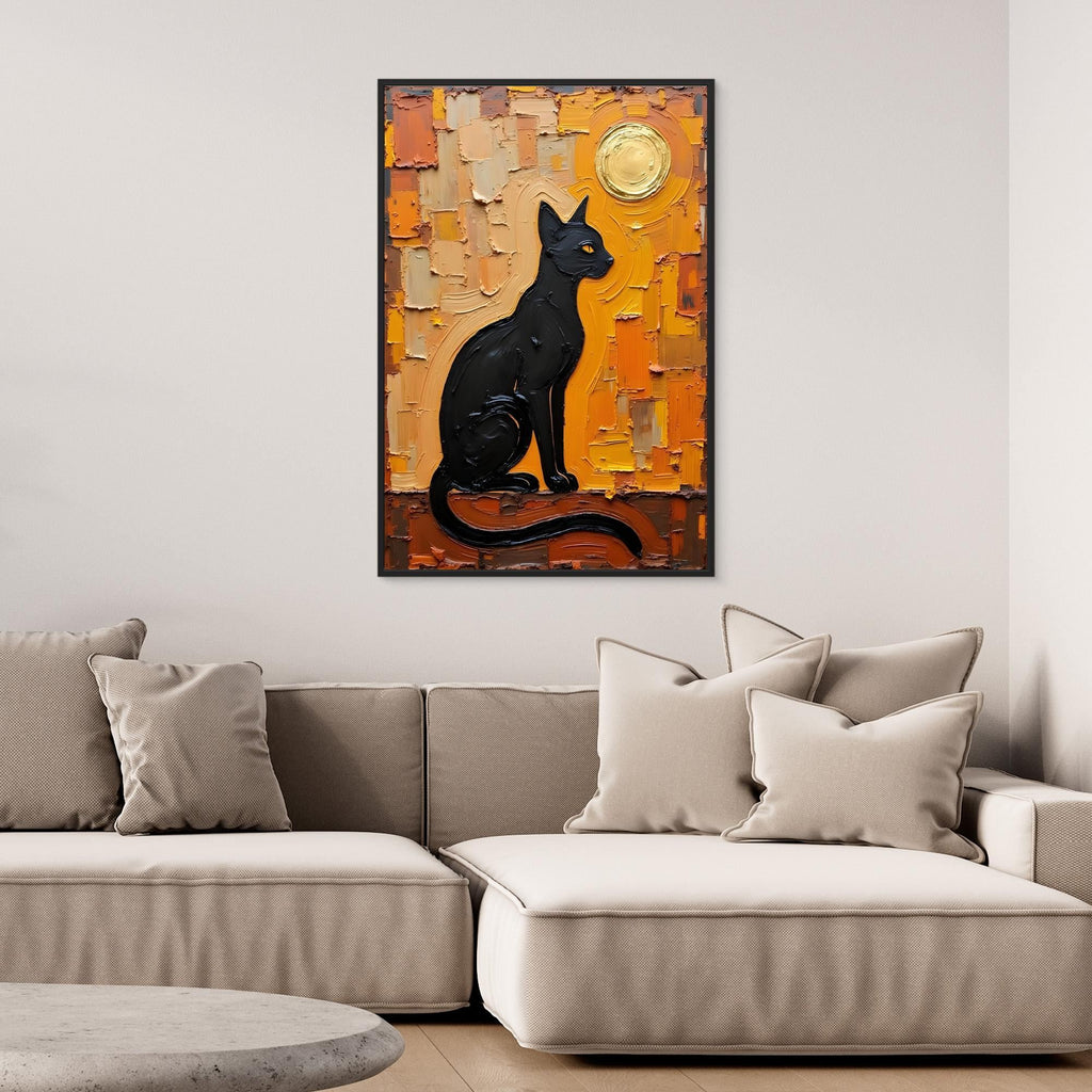 Domestic Cat Abstract Oil Style Canvas Minimalist Wall Decor