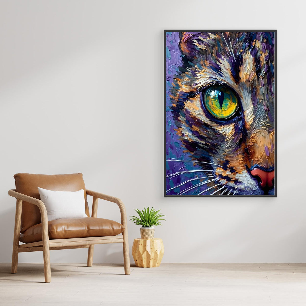 Abstract Domestic Cat Oil Style Canvas Minimalist Wall Decor