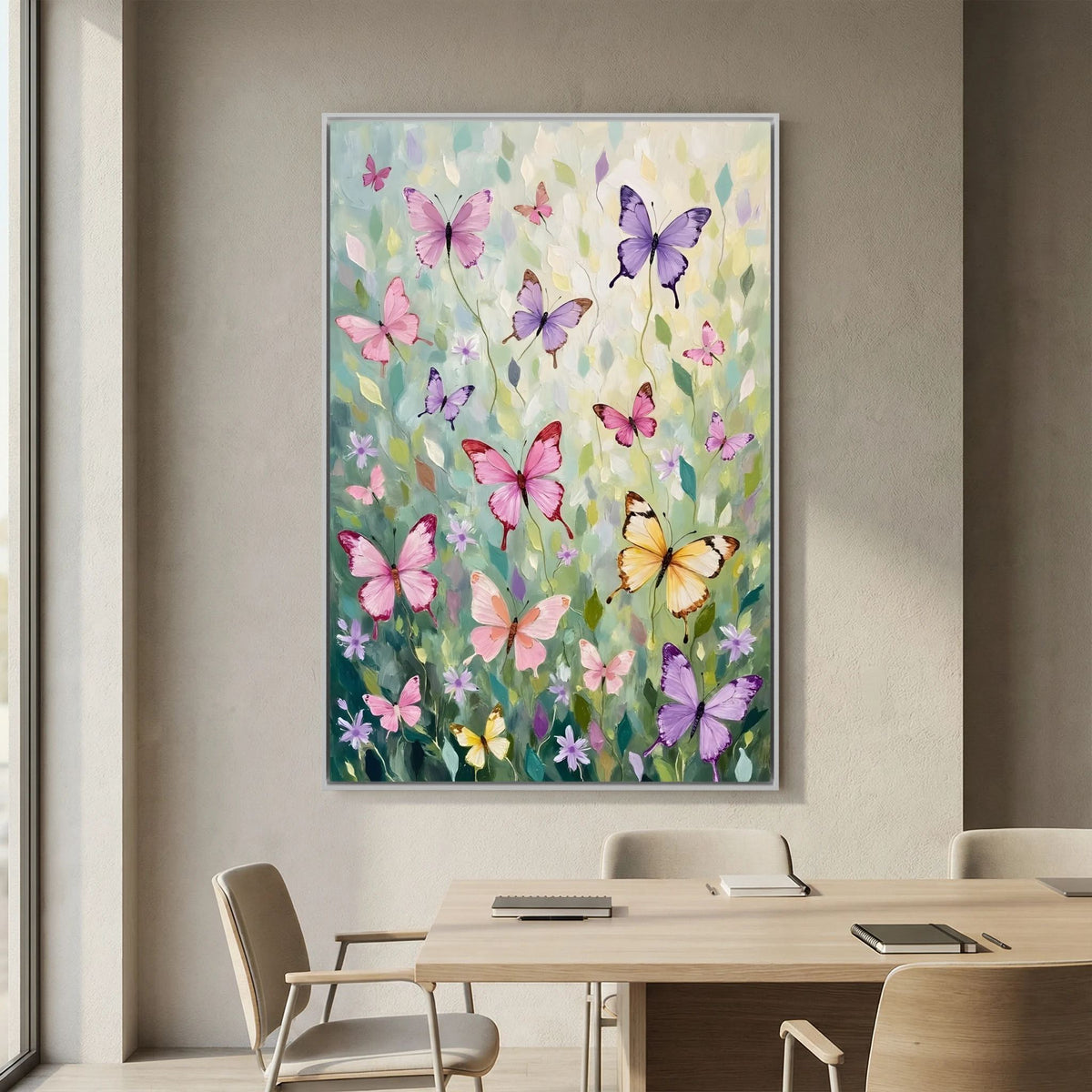 Butterfly Wall Art Pastel Colours Minimalist Abstract Canvas