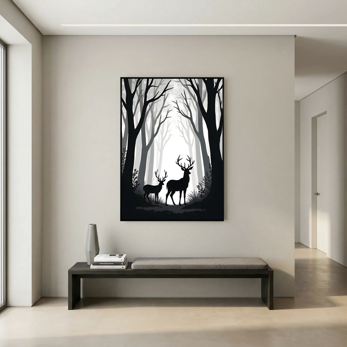 Black & White Forest Deer