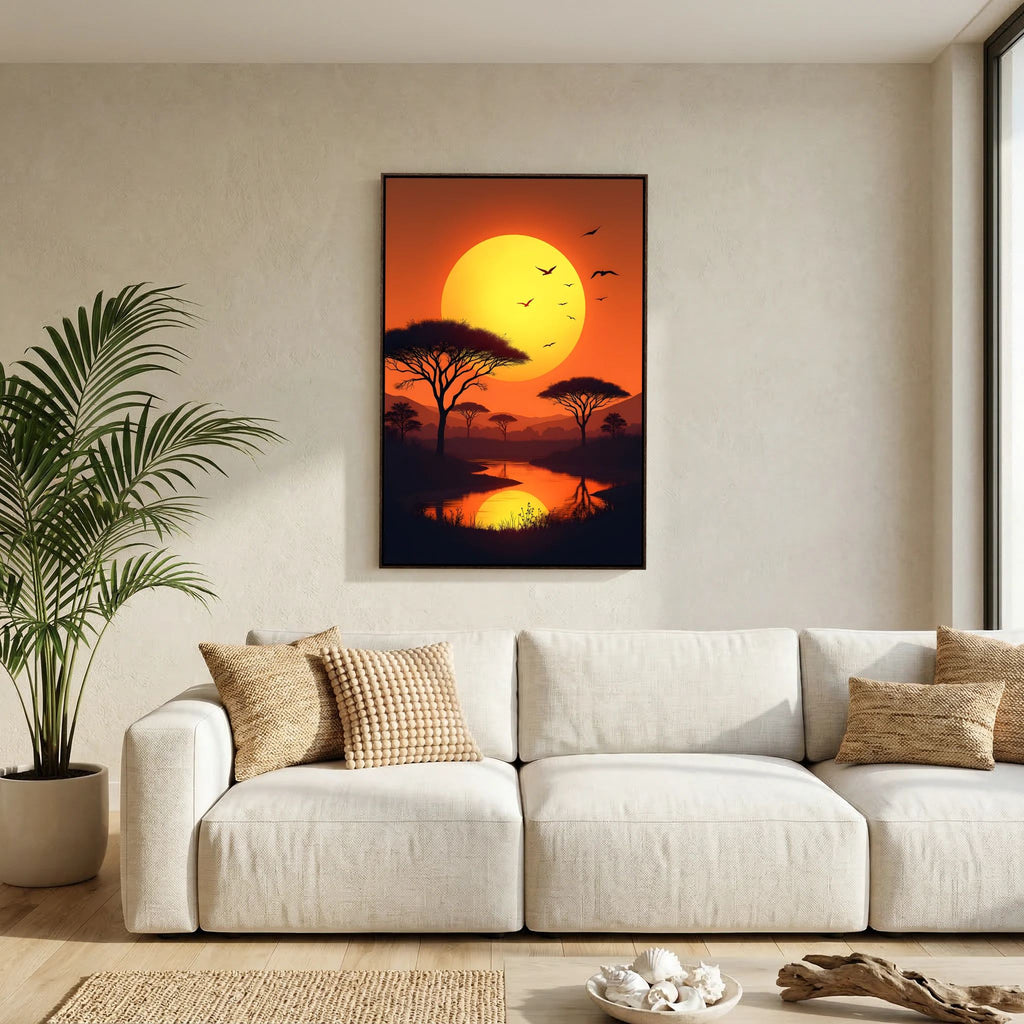 Acacia Trees At Sunset Canvas Wall Art