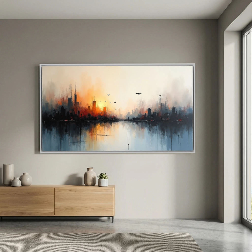 Cityscape At sunset Canvas Wall Art 