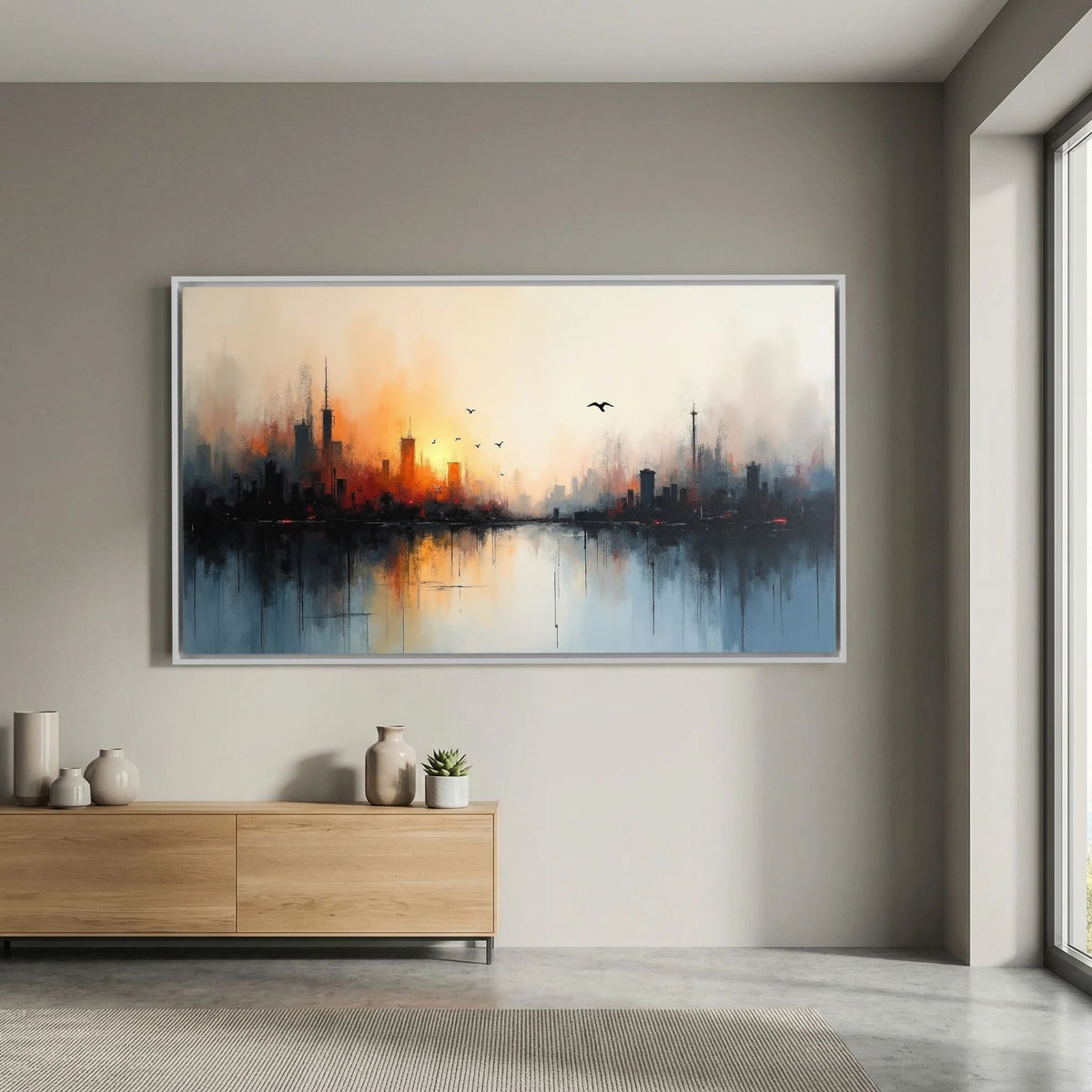 Cityscape At sunset Canvas Wall Art 