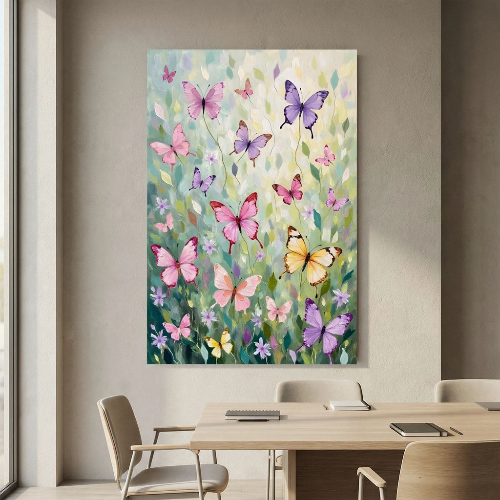 Butterfly Wall Art Pastel Colours Minimalist Abstract Canvas